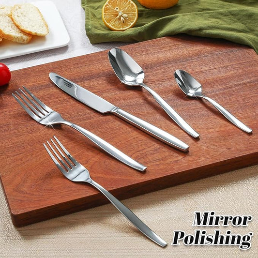 20-Piece Silverware Set for 4, Stainless Steel Flatware, Durable 18/0 Stainless Steel Utensils, Rust-Proof & Dishwasher Safe, Modern Tableware for Home & Dining