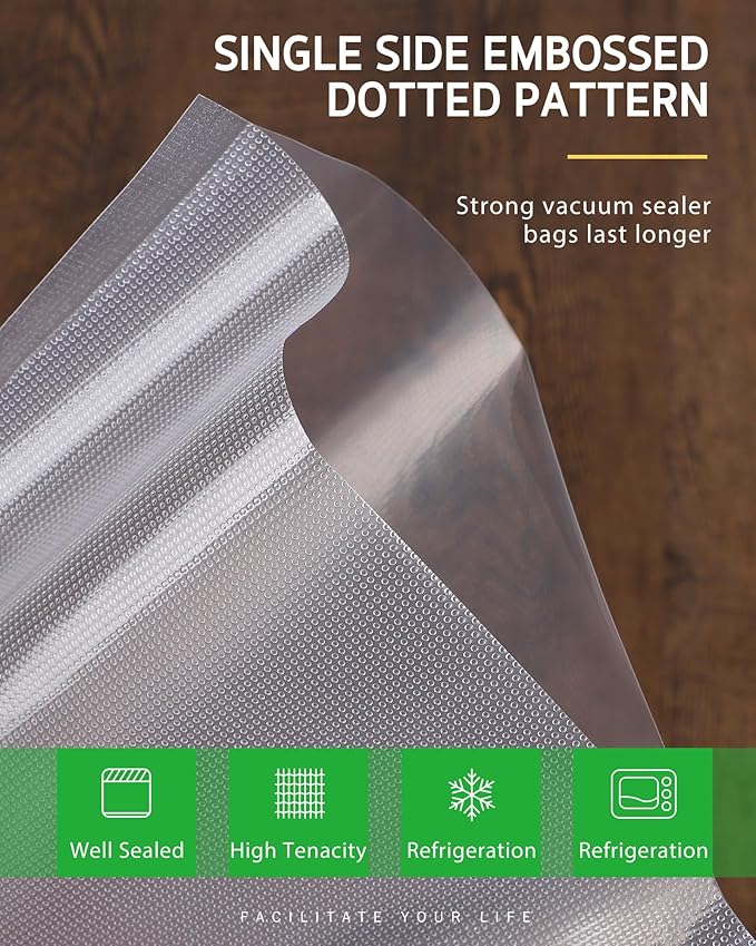 Syntus Vacuum Sealer Bags for food, 2 Pack 8" x 20' Commercial Grade Bag Rolls, Food Vac Bags for Storage, Meal Prep or Sous Vide