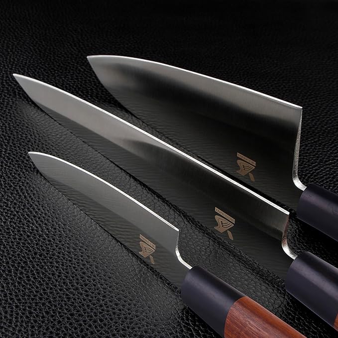MSY BIGSUNNY 3pcs Sashimi Knives Set - Sushi Knife Set (3 in 1) - Stainless Steel - Brown