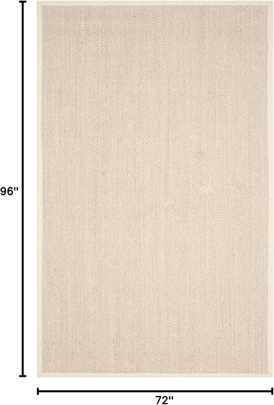 Safavieh Area Rug 6x8 - Natural Fiber Collection - Marble & Beige, Sisal, Woven Design with Border (NF143C)