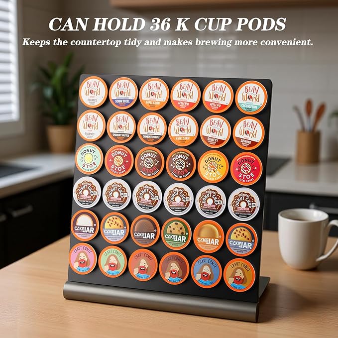 Pro Mael Coffee Pods Holder for K Cup, K Cup Organizer for Countertop, K Cup Capsule Display Stand for Coffee bars, Offices, and Kitchens, Capacity of 36 Pods, Black