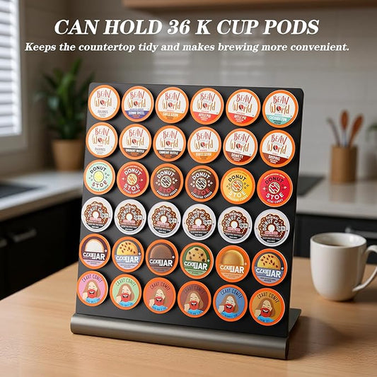Pro Mael Coffee Pods Holder for K Cup, K Cup Organizer for Countertop, K Cup Capsule Display Stand for Coffee bars, Offices, and Kitchens, Capacity of 36 Pods, Black