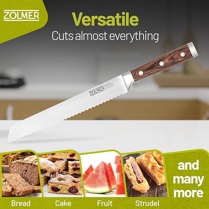 Bread Knife for Homemade Bread – 7.8" Serrated German Steel Blade with Wood Handle – Razor Sharp Sourdough Knife for Clean, Effortless Slicing