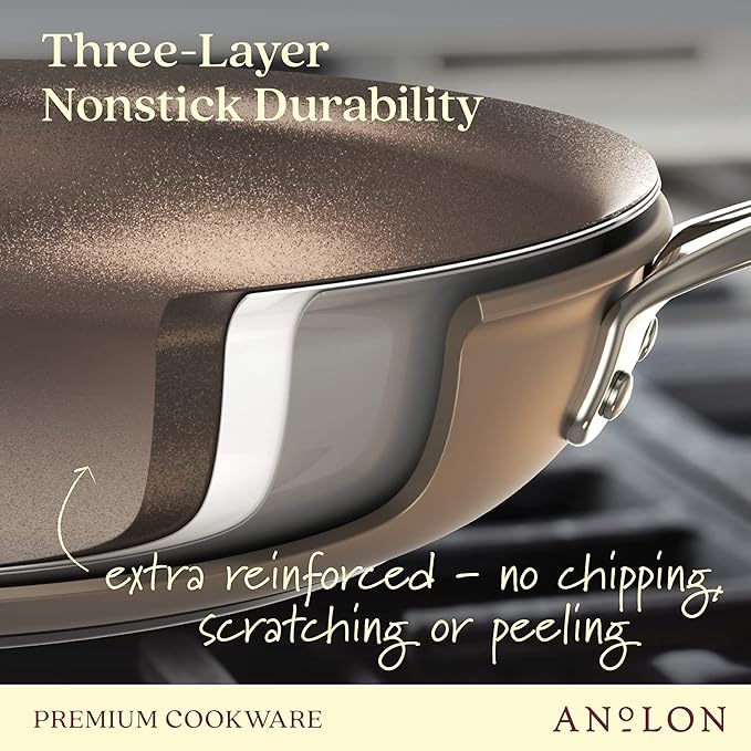 Anolon Ascend Hard Anodized Nonstick Frying Pan/Skillet - Good for All Stovetops (Gas, Glass Top, Electric & Induction), Dishwasher & Oven Safe with Stainless Steel Handle,10 Inch - Bronze