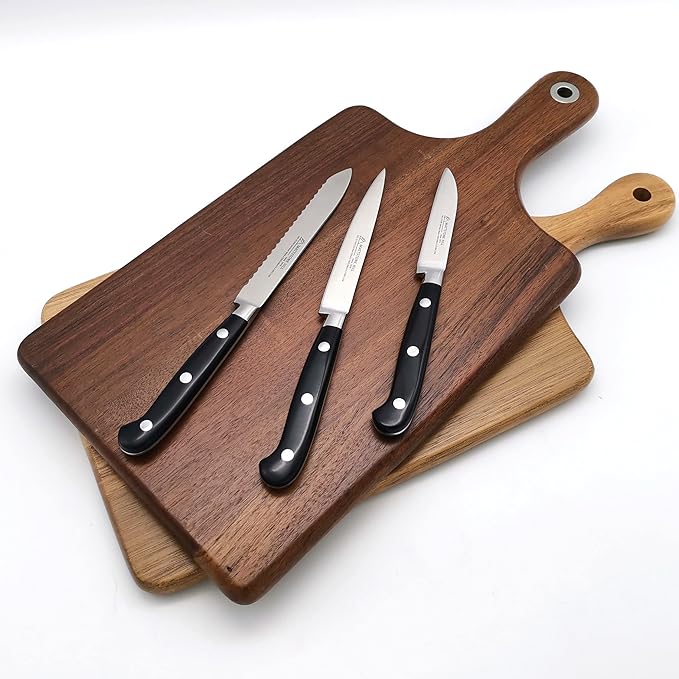 Serrated Utility Knife - MATTSTONE HILL 4.7" Kitchen Knife, German Stainless Steel Vegetable Knife, Paring Knife, Triple Rivet Handle