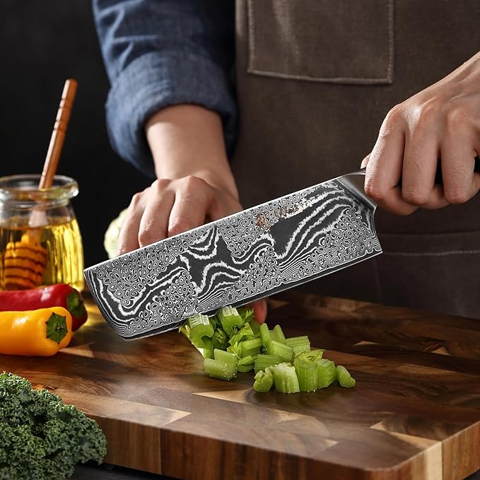 Wakoli NIT Nakiri Knife – 6.7-Inch Professional Damascus Vegetable Knife | 67-Layer VG10 Core Steel Blade | Ergonomic G10 Handle | High-Performance Kitchen Knife in Gift Box