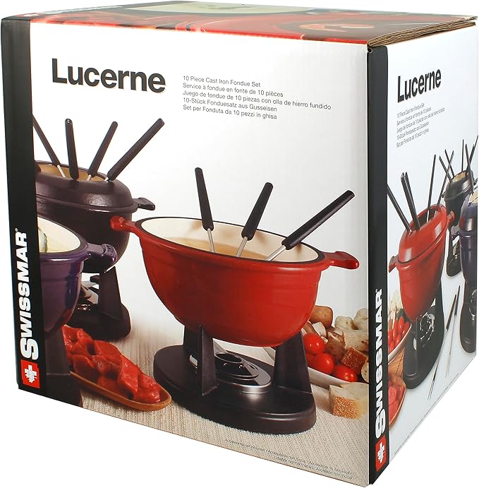Swissmar F66541 Lucerne 10 Piece Cast Iron Fondue Set, Indigo Blue