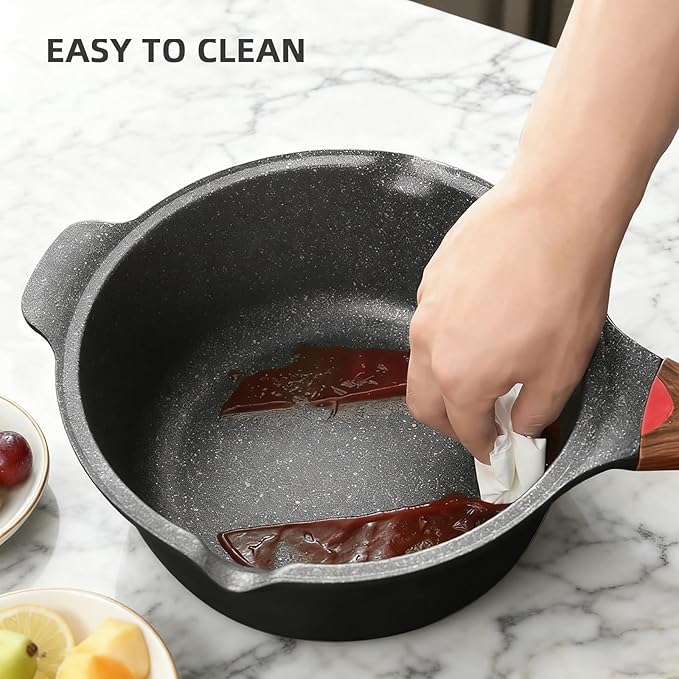 Vinchef Nonstick Sauce Pan & Skillet with Lids, 4QT Sauce Pot & 12.5 IN Deep Fry Pan, Dishwasher Safe,Induction Compatible, Scratch/Stain Resistant, PFAS-Free, Black