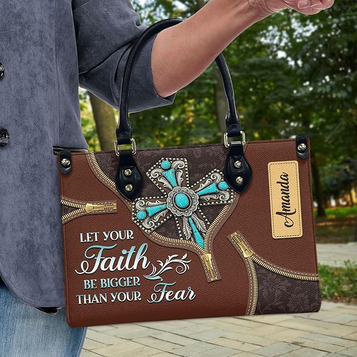 THUYPT Personalized Christian Leather Handbags, Handbag & Purse With Bible Verse Religious Tote Bag, Gift for Women