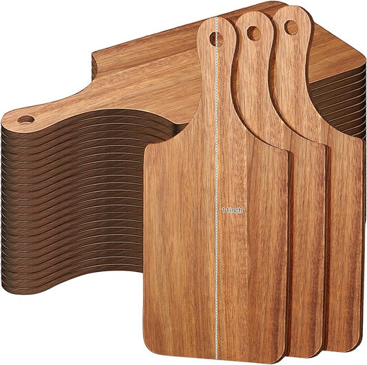 Zubebe 24 Pcs Cutting Board Bulk 11 x 5 Inch Wood Chopping Board Blank Small Laser Engraving Mini Charcuterie Serving Boards for Wedding Housewarming Gift (Acacia)