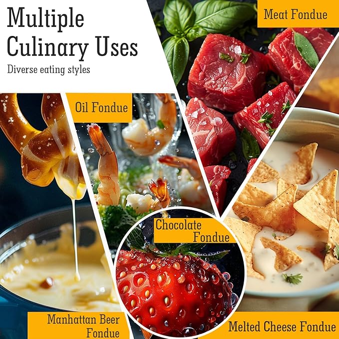 Artestia 2.11-Quart Swiss Design Ceramic Fondue Pot Set for Cheese, Chocolate Melting Pot with 6 Fondue Forks and Swiss Vintage Pattern, Perfect for 6 People, 10 Piece