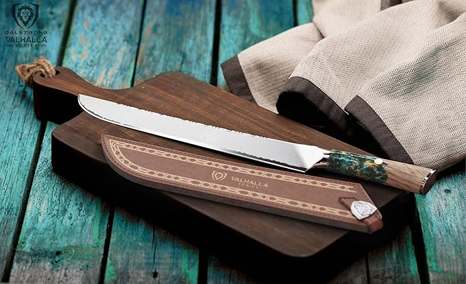 Dalstrong 12-Inch Slicing Knife - Valhalla Series - 9CR18MOV HC Steel - Celestial Resin & Wood Handle - Razor Sharp Slicer for BBQ, Brisket, Carving - With Leather