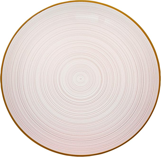 Restaurantware Plastic Plates 20 Pcs 10" Gold Rimmed Disposable Plates Heavy-Duty Pink Translucent Rippled Plastic Dinner Servers for Party, Weddings, Salads, Desserts, and Appetizers