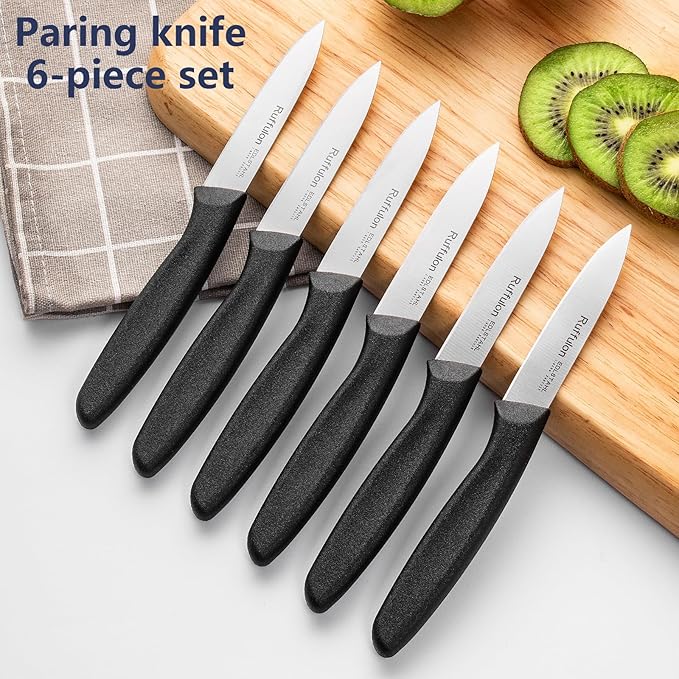 Paring Knife Fruit Knife Set (6 Pieces), Ultra Sharp Stainless Steel Vegetable and Fruit Knife with PP Plastic Ergonomic Handle for Cutting Fruits and Vegetables.