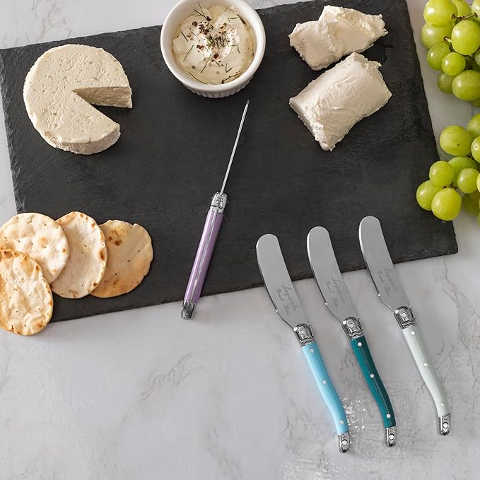 French Home 7 Piece Laguiole Sm Cheese Knives and Spreaders - Plum Rose