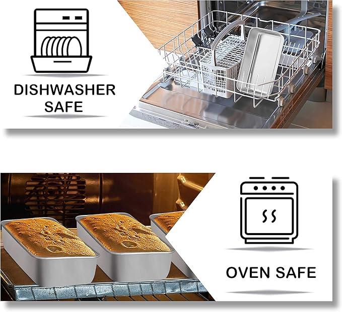 TeamFar Loaf Pan, 9¼" × 5" Bread Loaf Pans Meatloaf Pan Stainless Steel for Baking Bread Cake Lasagna, Healthy & Durable, Oven & Dishwasher Safe - Set of 4