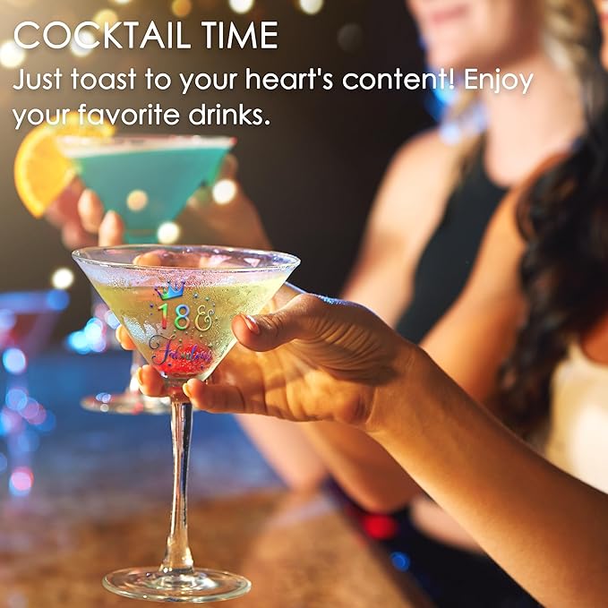 18th Martini Glasses Gifts for Women, Personalized Woman Gift Package Cocktail Glass Set for Her 18 Anniversary