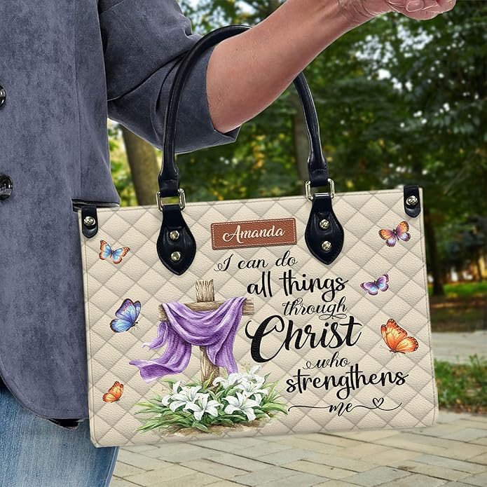 THUYPT Personalized Christian Leather Handbags, Handbag & Purse With Bible Verse Religious Tote Bag, Gift for Women