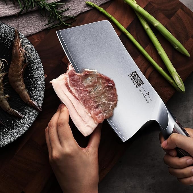 Cleaver Knife 7 Inch, Ultra Sharp Japanese High Carbon Steel Vegetable Meat Cleaver, Multifunction Chopper Butcher Knife for Home Kitchen and Restaurant