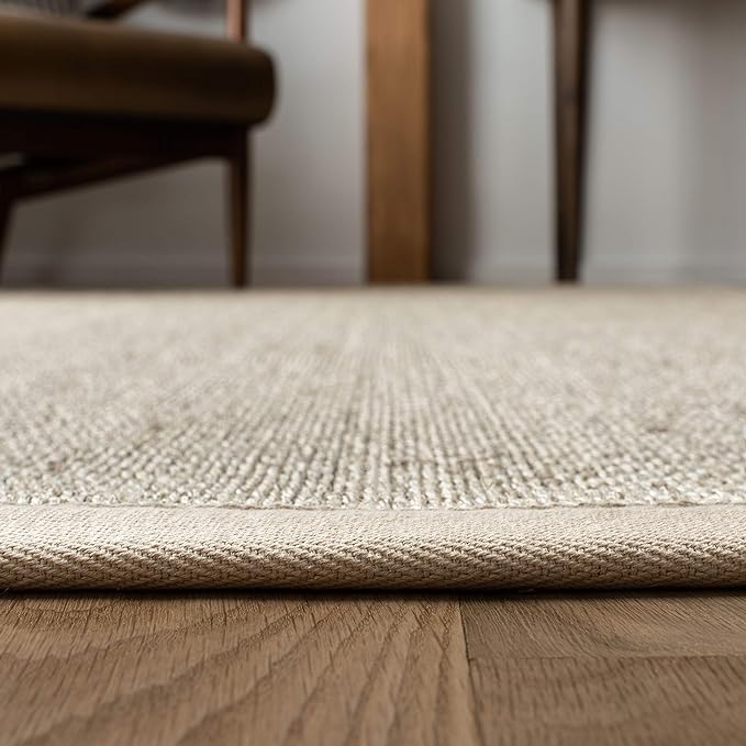 SAFAVIEH Area Rug 11x15 - Natural Fiber Collection - Large - Marble & Beige, Sisal, Woven Design with Border (NF143C)