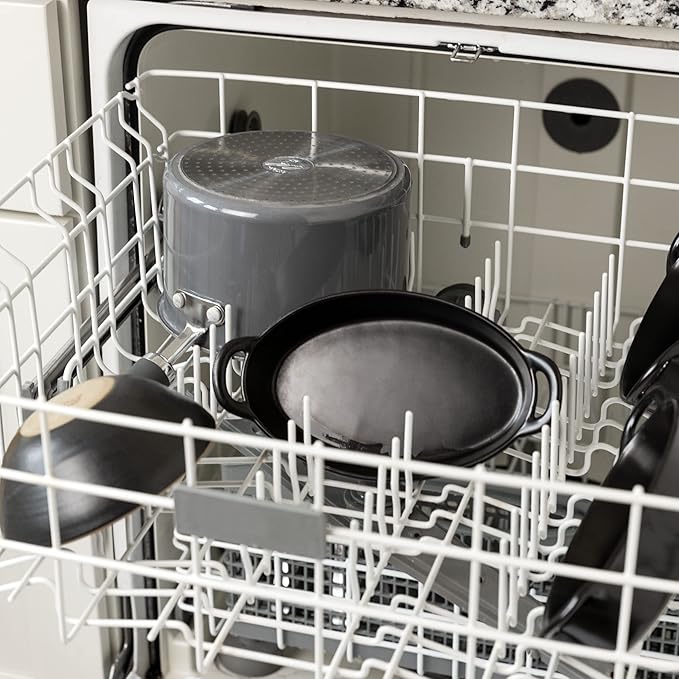 Oval Au Gratin Baking Dishes for Oven Safe and Microwave Cooking and Baking, 4 Pc. Set, Heat Resistant Ceramic with Handles for Serving, Small Mini Casserole Dish, 8" x 5", 16 oz, Matte Black