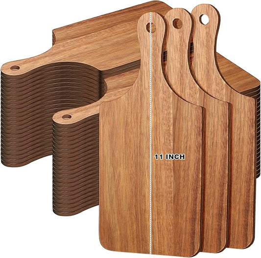 Zubebe 50 Pcs Cutting Board Bulk 11 x 5 Inch Wood Chopping Board Blank Small Laser Engraving Mini Charcuterie Serving Boards for Wedding Housewarming Gift (Acacia)