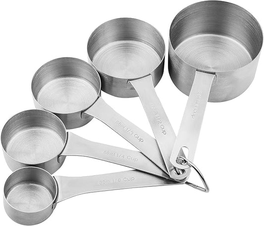 Smithcraft Stainless Steel Measuring Cups Set 18/8(304) Steel Material Heavy Duty 5 Measuring Cups and 1 Ring Set of 6