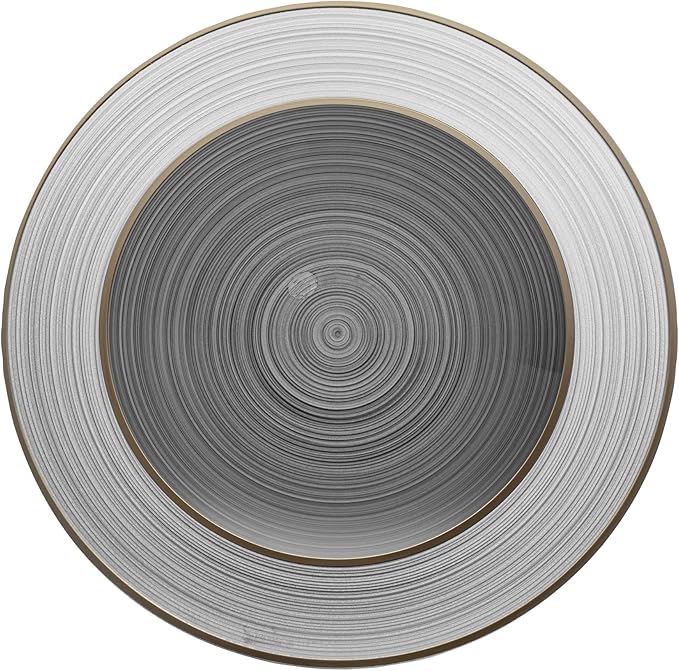 Restaurantware Plastic Plates 40 Pcs 7.13" and 10" Combo Gold Rimmed Plate Set Disposable Heavy-Duty Black Translucent Rippled Plastic Dinner Servers for Party, Weddings, Salads, Desserts