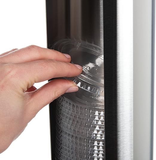 San Jamar Lid Dispenser Wall-Mounted, 12-24 Oz with Dual Lid Capacity for Restaurants, Dining Halls, and Fast Food, Stainless Steel, 23.5 Inches, Silver