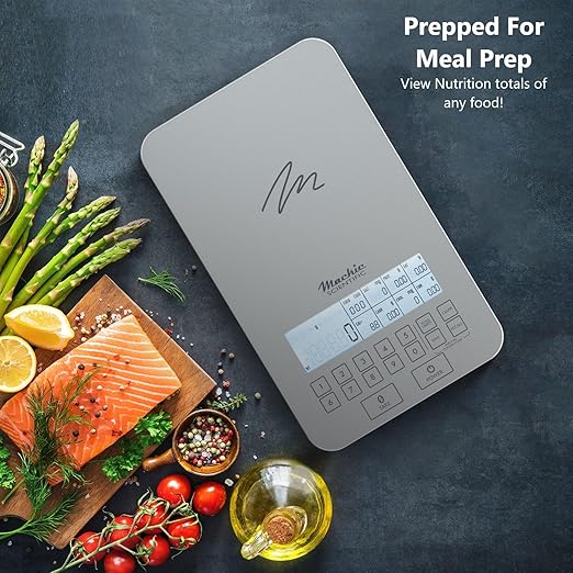 Summer Incentive Nutrition Scale by NutraTrack™ with Food Grade Glass, Perfect for Calorie Counting, Meal Prep, and Weight Loss (Pearl Silver)