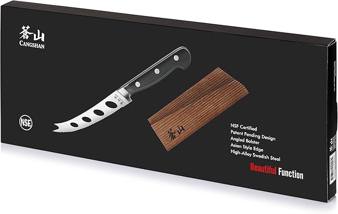 Cangshan TV2 Series 1022964 Swedish 14C28N Steel Forged 5-Inch Tomato/Cheese Knife and Wood Sheath Set