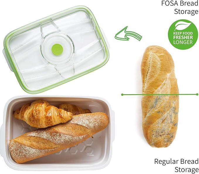 FOSA Vacuum Bread Box 4L (135oz) – Airtight Bread Saver Container for Homemade Loaf, Artisan Bread, Pastries & Food Storage (Pump Sold Separately)