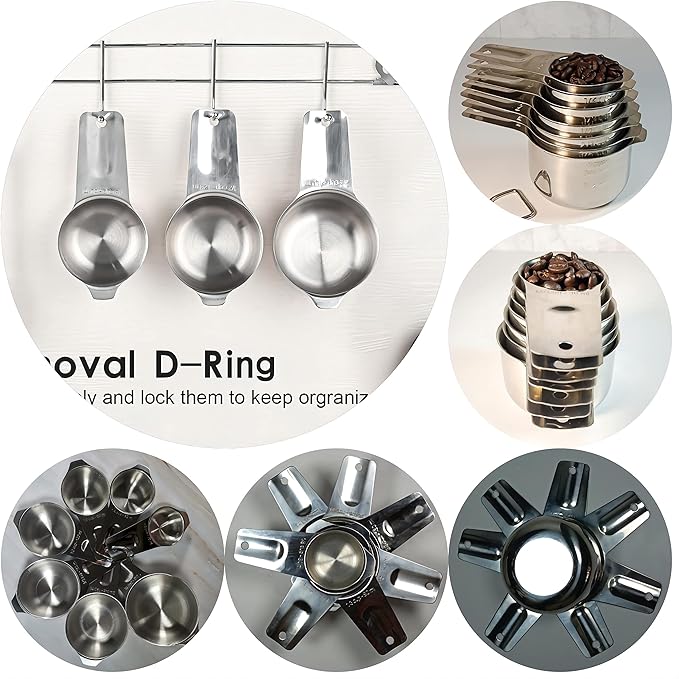 Measuring Cups and Spoons Set, Stainless Steel Measuring Cups and Spoons Set 20 With 7 Measure Cups & 9 Measure Spoons,1Leveler, 2Ring,1Conversion Chart for Kitchen & Baking