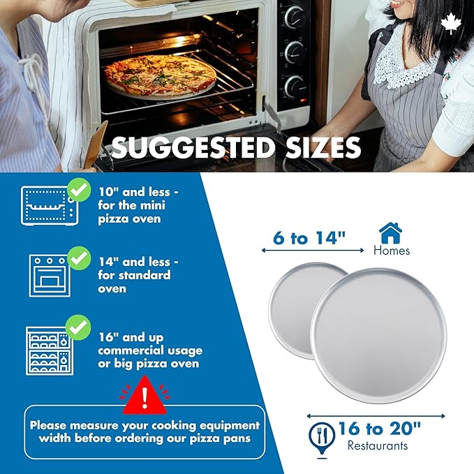 Norjac 14 Inch Pizza Pan, 2 Pack, Round Aluminum Pans, Baking Tray for Oven, Rust-Free, Durable & Long Lasting