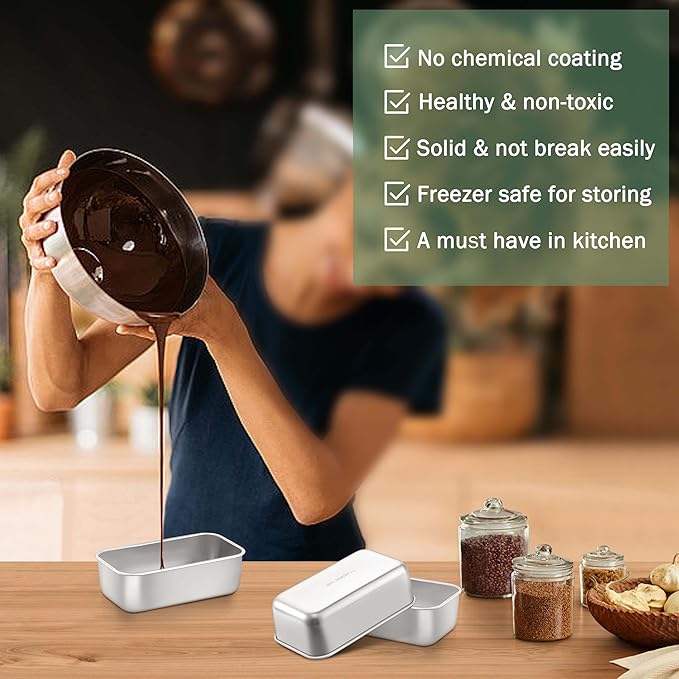 TeamFar Mini Loaf Pan, 6 PCS Stainless Steel Loaf Pans for Baking Bread, 6.3 x 3.5 Inch Bread Baking Pan for Homemade Bread, Meatloaf, Cake and Brownies, Non-Toxic, Oven & Dishwasher Safe