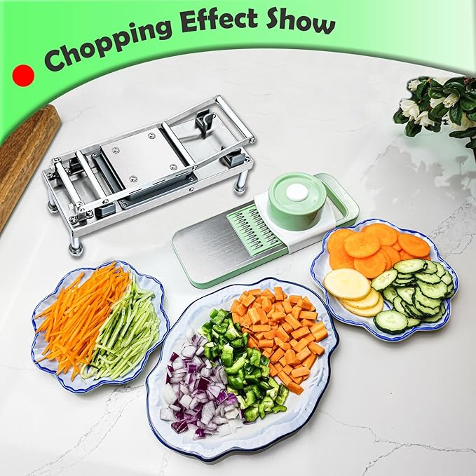 Vegetable Chopper, Veggie Chopper With 8 Blades, Onion Cutter with Container, Pro All-in-1 Food Dicer, Mandoline Slicer, Stainless steel materials Salad Grater