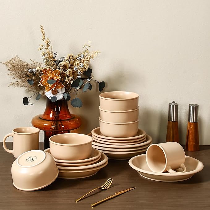 GZG 18 oz Coffee Mugs Set of 4, Modern Ceramic Coffee Cups Set with Handle, Large Coffee Mugs for Tea, Latte, Milk, Cocoa, Rustic Matte Glaze, Microwave & Dishwasher Safe(Warm Sand)