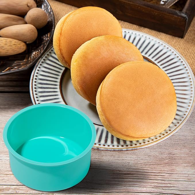 Silicone Mini Round Cake Molds, 4 Inch, Green, Set of 6