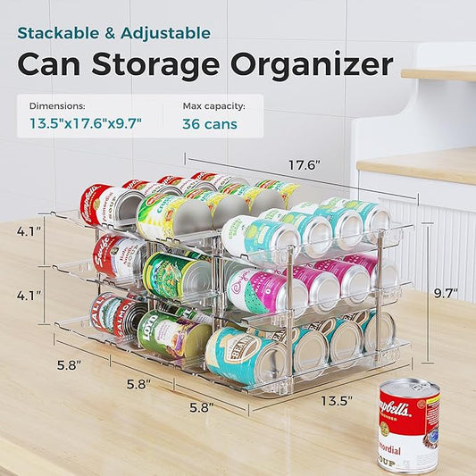 oylik Can Organizer for Pantry, 3 Tiers Can Storage Rack, up to 36 Cans Food Holders for Fridge, Cabinet and Pantry Organization