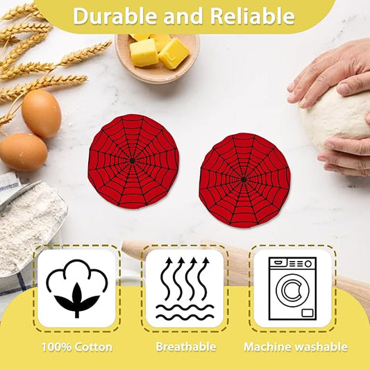 Sourdough Starter Jar Covers,5-Pack Reusable Spider Web Red Cloth Lids for 3-4 Inch Jars,Ideal for Kombucha Kefir or Cheese Fermentation