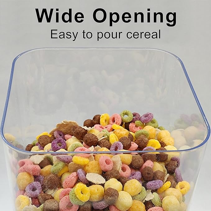 Cereal Dispenser Countertop with lids, 5L Organization and Storage Containers for Kitchen and pantry, Plastic Containers for food, Cereal, Rice, Beans, Grains, Nuts, Oatmeal, Pet food, White, 1Pc