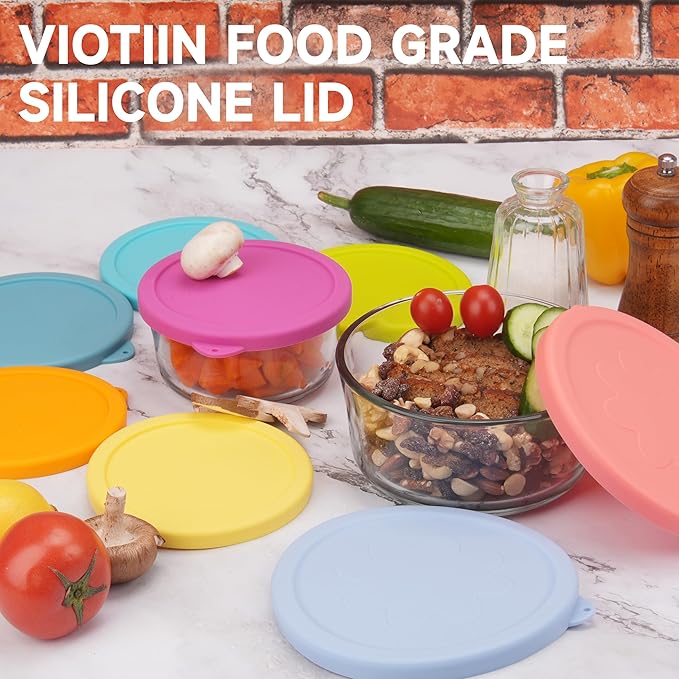 2 Cup Silicone Replacement Lids Storage Cover for Anchor Hocking Glass Bowls (Container not Included) 4 Pack Microwave, Dishwasher and Freezer Safe
