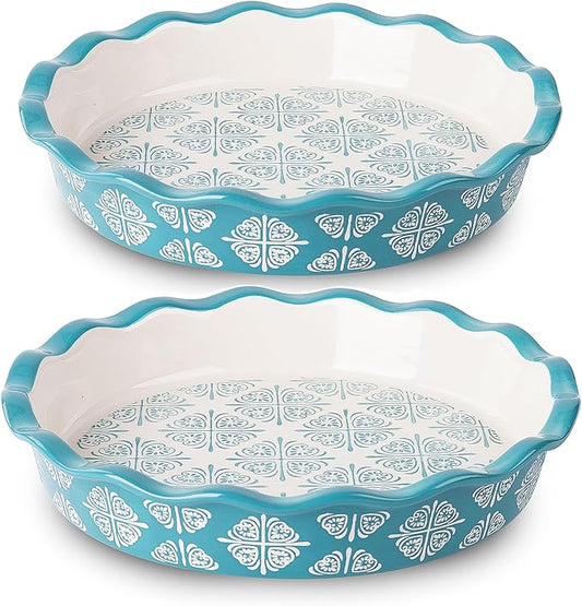 Wisenvoy Pie Pan Ceramic Pie Dish Blue Pie Plate Porcelain Deep Dish Pie Pan Non-Stick Pie Pans