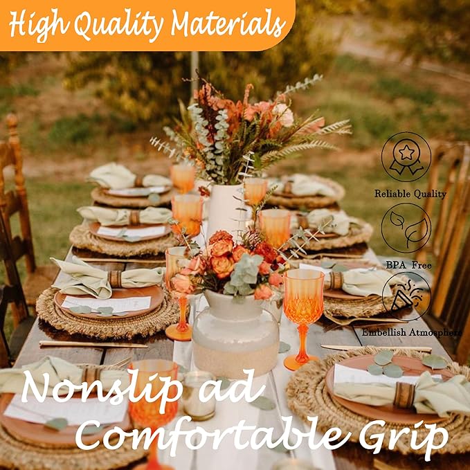 Plastic Wine Glasses,Plastic Goblets Vintage Style Cordial Drinking Glasses for Wedding Reception, Halloween Grand Event Party Supplies (48, Pumpkin orange)