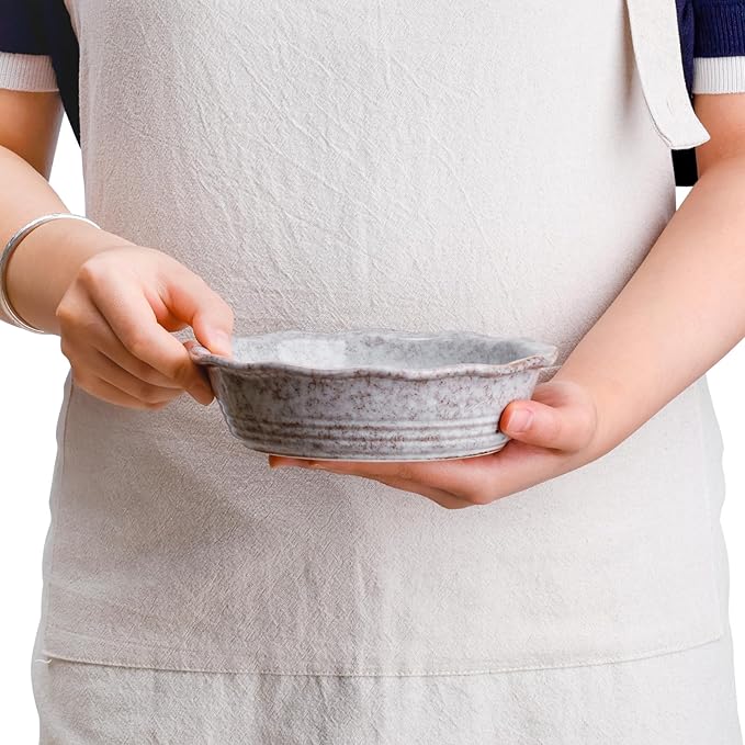 NUTRIUPS Small Pie Pans Set of 4, 6.5 Inch Ceramic Mini Pot Pie Baking Dishes, Oven Safe (6.5in, Grey, 4PCS)