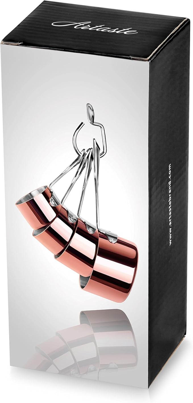 New Star Foodservice 43150 Stainless Steel 18/8 Measuring Cups with Brass Plated Body