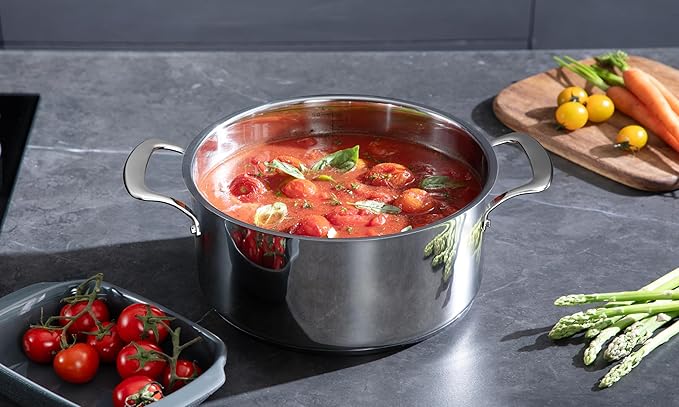 10 Pcs Stainless Steel Cookware Set, No Coating Frying Pans, Saucepans, Saute Pan and Stock Pot, Suitable for All Cooking Hobs