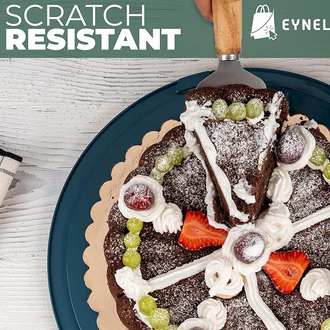 13 Inch Cake Carrier with Locking Lid and Handle, Stylish Big Round Container for Kitchen Storage, BPA Free Stand, Plastic Holder for Transporting, Donuts, Cupcakes, Pies (Navy Blue, Set of 1)