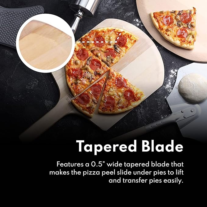 New Star Foodservice 50288 Restaurant-Grade Wooden Pizza Peel, 14" L x 14" W Plate, with 22" L Wooden Handle, 36" Overall Length