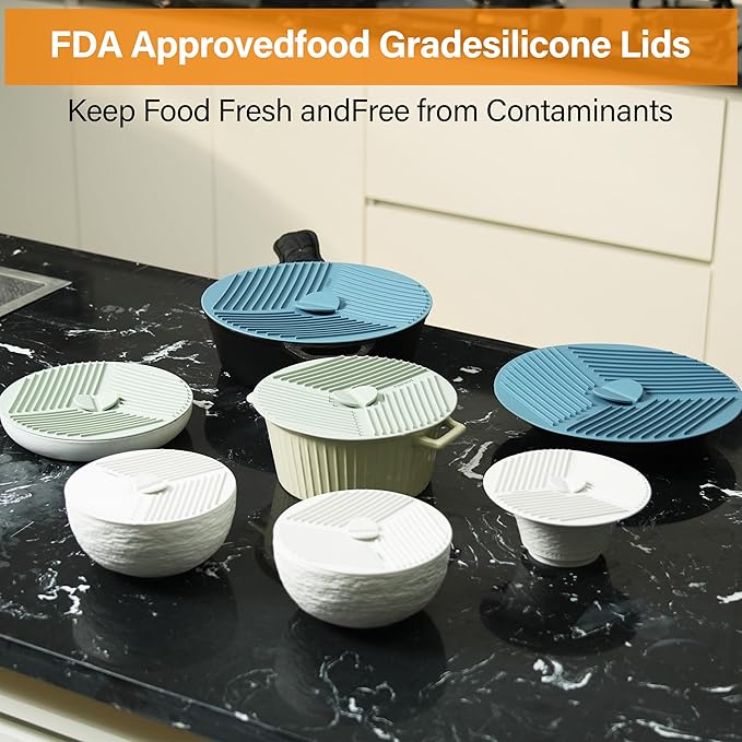 Silicone Lids for Bowls,Pots - 9-Pack Microwave Splatter Cover Food Storage Universal Multi-Use Lid & Trivet Mats with Non-Slip Suction for Pans,Plates, Cups Heat Resistant Dishwasher Safe